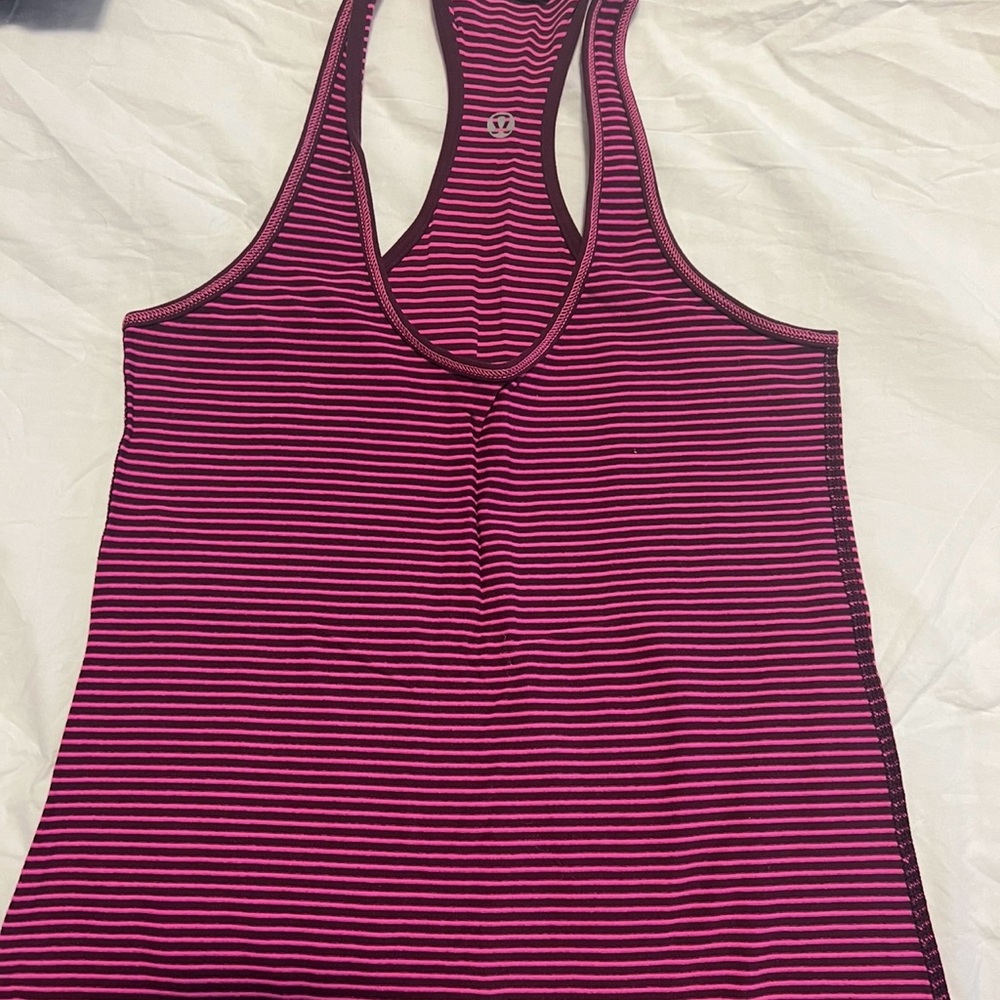 Lululemon Striped Pink Tank Top